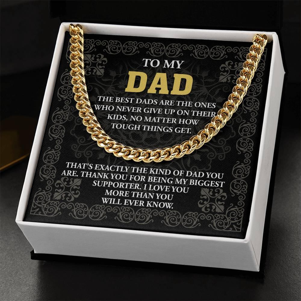 Gift for Dad- Best Kind Of Dad Cuban Chain Link Necklace with Gift Box - Mallard Moon Gift Shop
