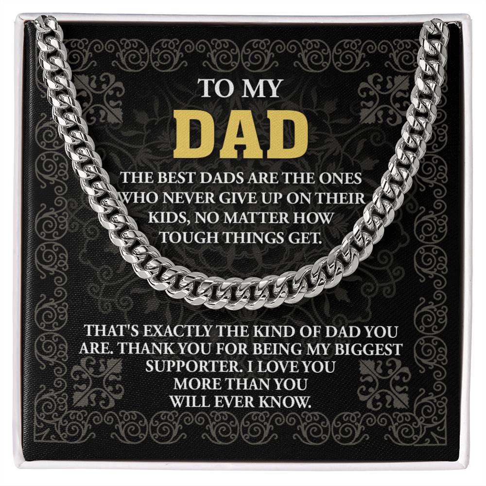 Gift for Dad- Best Kind Of Dad Cuban Chain Link Necklace with Gift Box - Mallard Moon Gift Shop