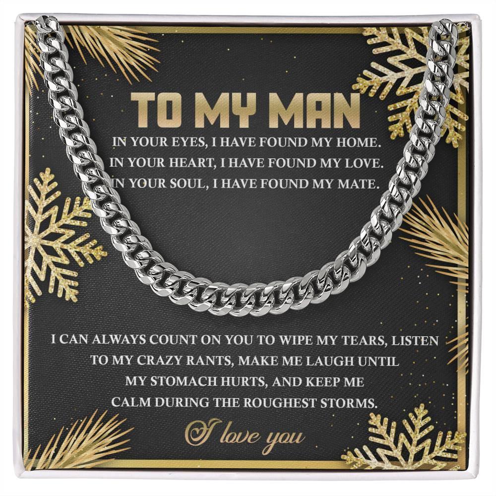 Gift for My Man - Found My Home - Cuban Link Chain Necklace - Mallard Moon Gift Shop