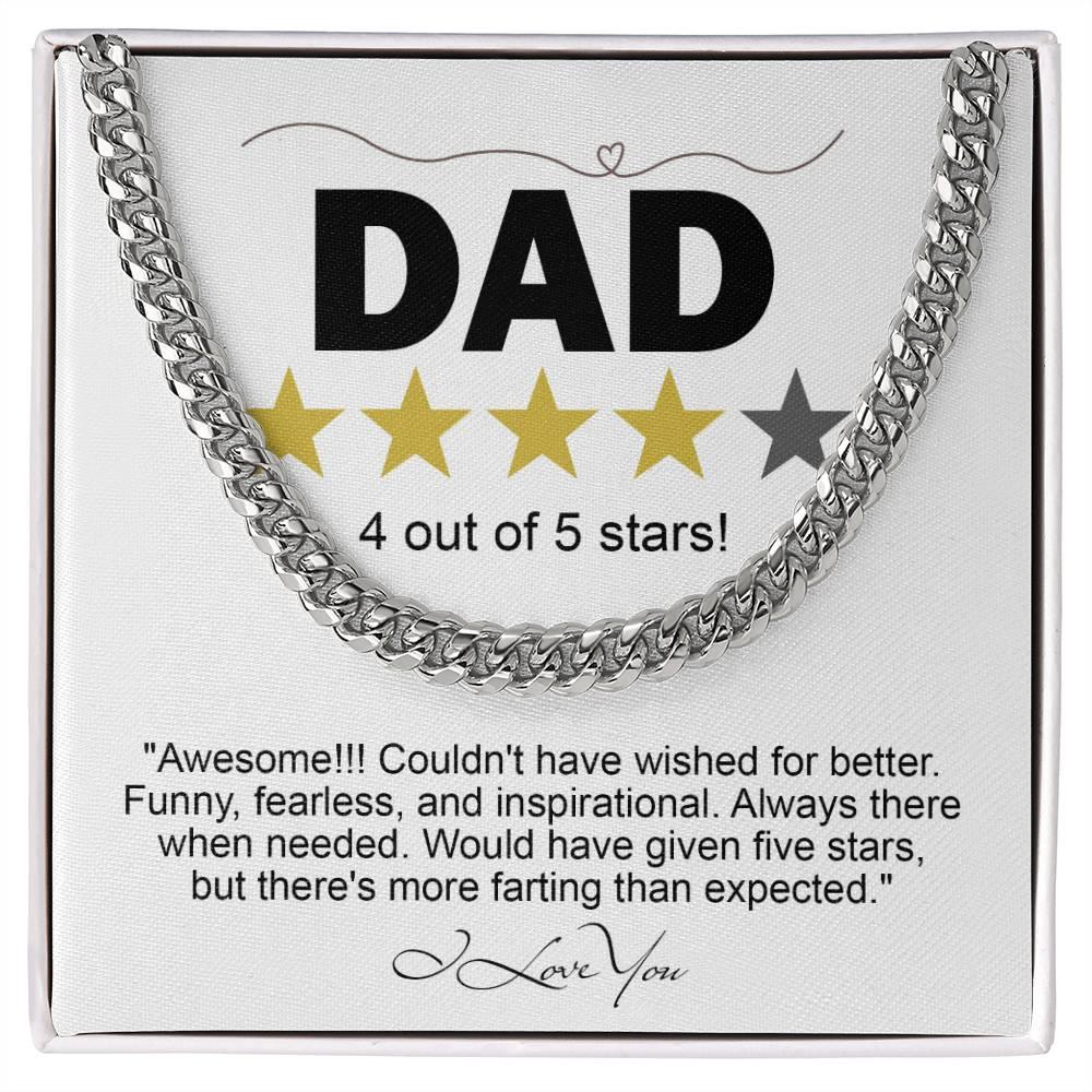 Funny Gift for Dad-Four out of Five Stars Cuban Chain Link Necklace with Gift Box - Mallard Moon Gift Shop