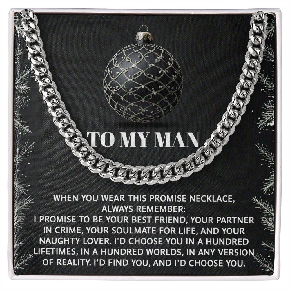 Gift for My Man - Naughty Lover - Cuban Link Chain Necklace - Mallard Moon Gift Shop