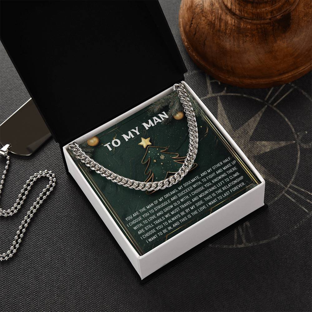 Gift for My Man - My Soulmate - Cuban Link Chain Necklace - Mallard Moon Gift Shop