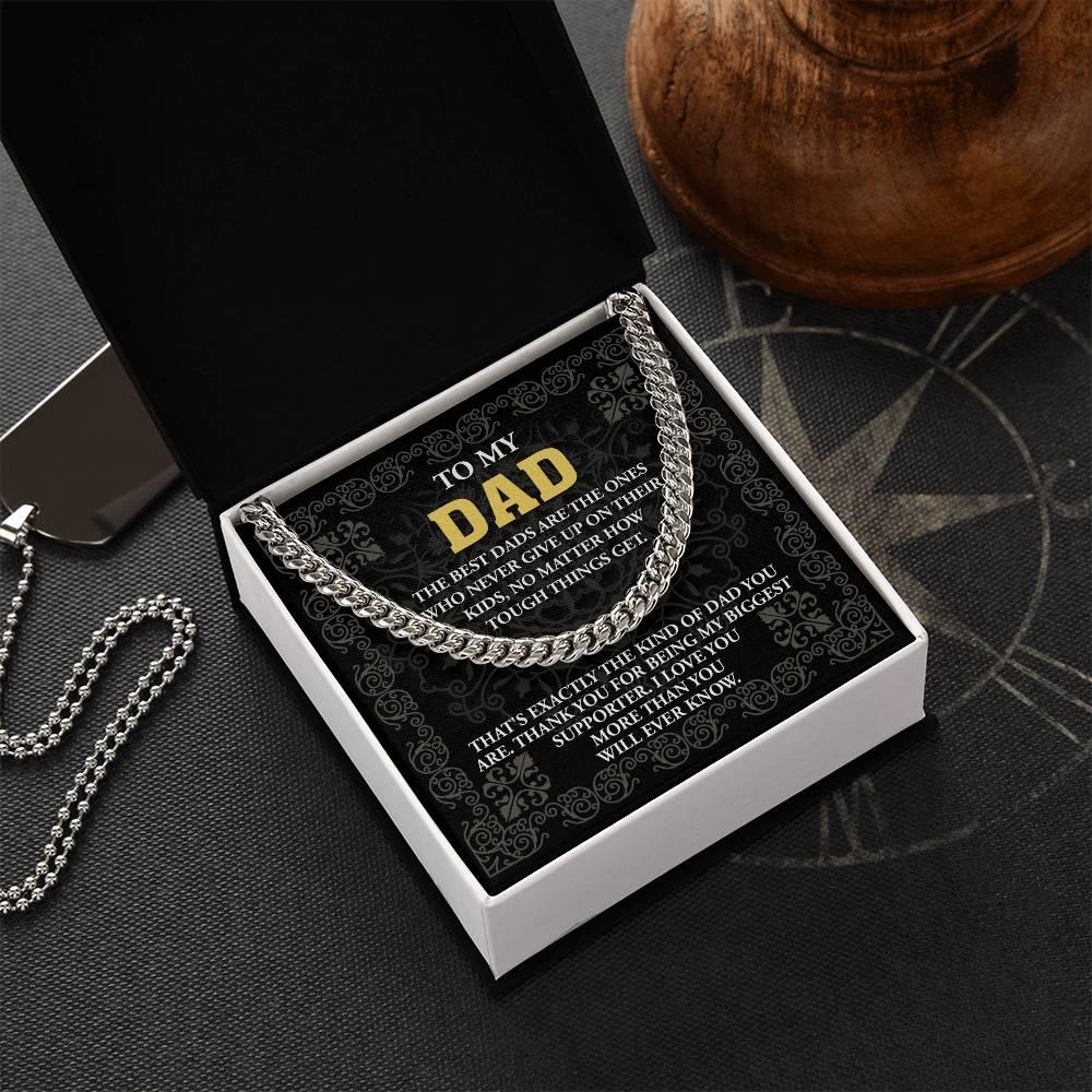 Gift for Dad- Best Kind Of Dad Cuban Chain Link Necklace with Gift Box - Mallard Moon Gift Shop