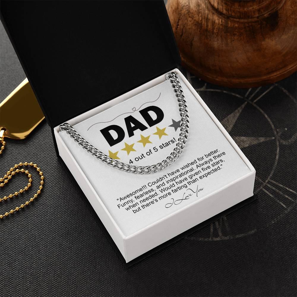 Funny Gift for Dad-Four out of Five Stars Cuban Chain Link Necklace with Gift Box - Mallard Moon Gift Shop