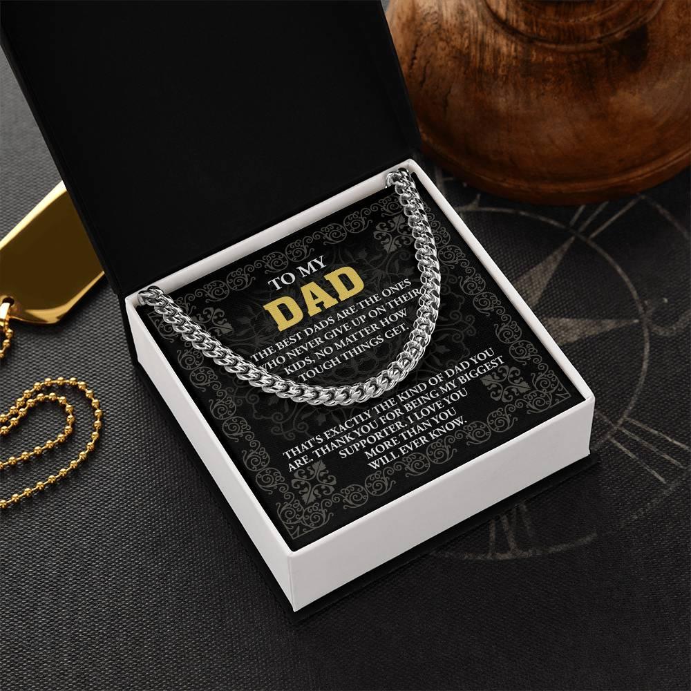 Gift for Dad- Best Kind Of Dad Cuban Chain Link Necklace with Gift Box - Mallard Moon Gift Shop