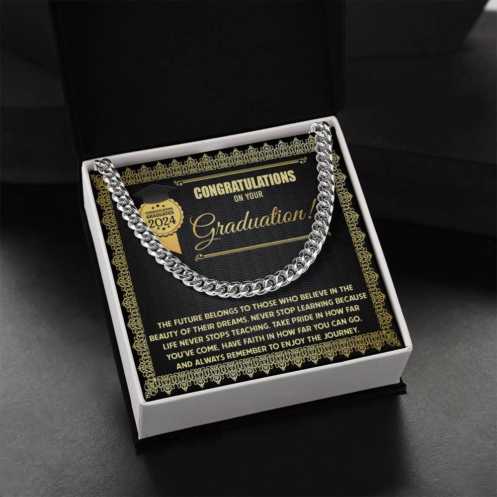 Graduation Gift for Him Take Pride in How Far You Have Come Cuban Chain Link Necklace - Mallard Moon Gift Shop