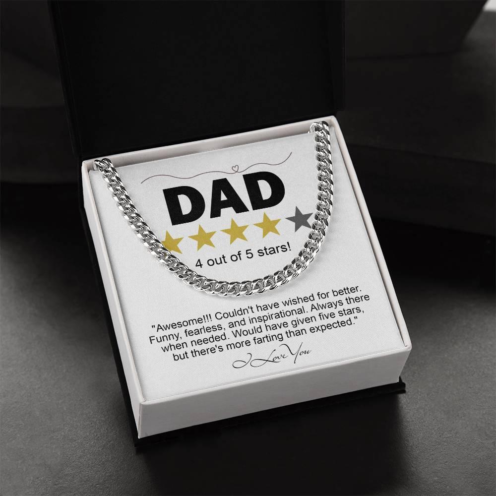 Funny Gift for Dad-Four out of Five Stars Cuban Chain Link Necklace with Gift Box - Mallard Moon Gift Shop