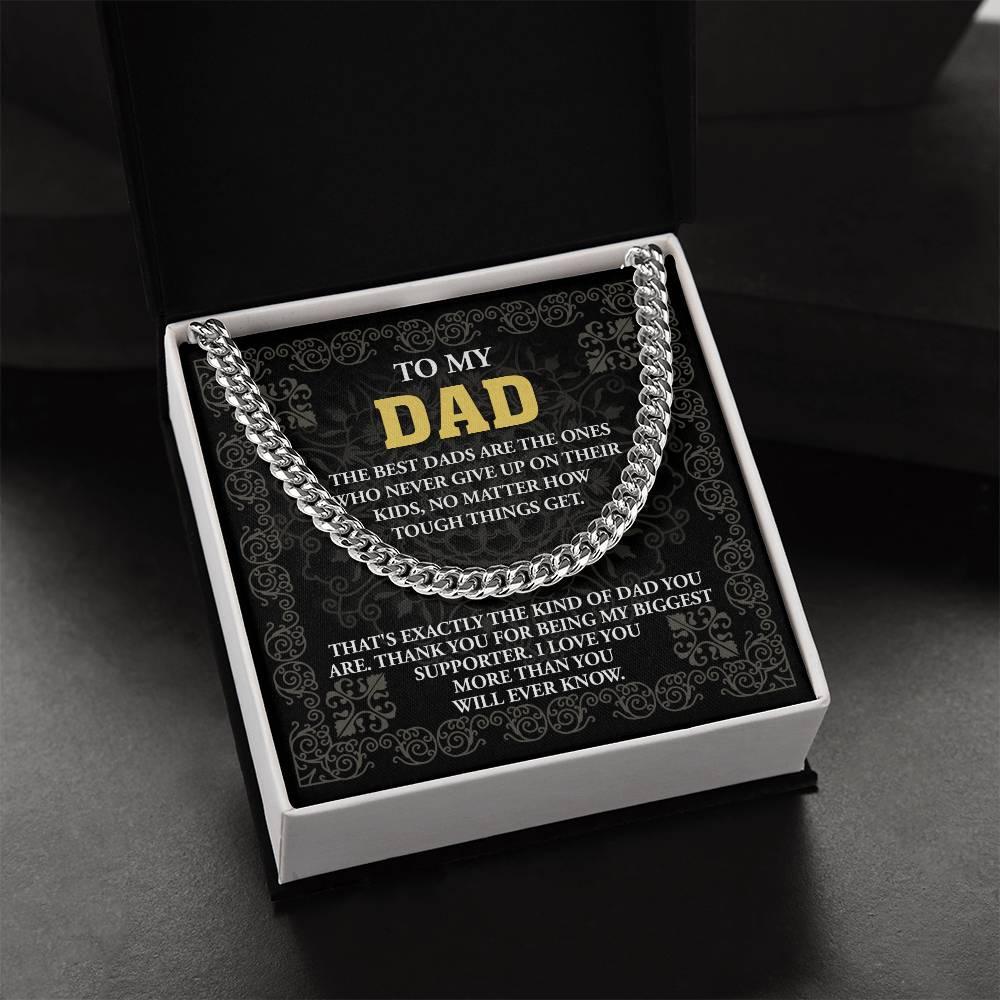 Gift for Dad- Best Kind Of Dad Cuban Chain Link Necklace with Gift Box - Mallard Moon Gift Shop