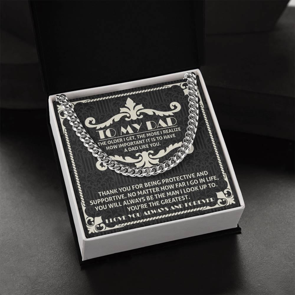 To My Dad You're the Greatest Cuban Chain Link Necklace - Mallard Moon Gift Shop