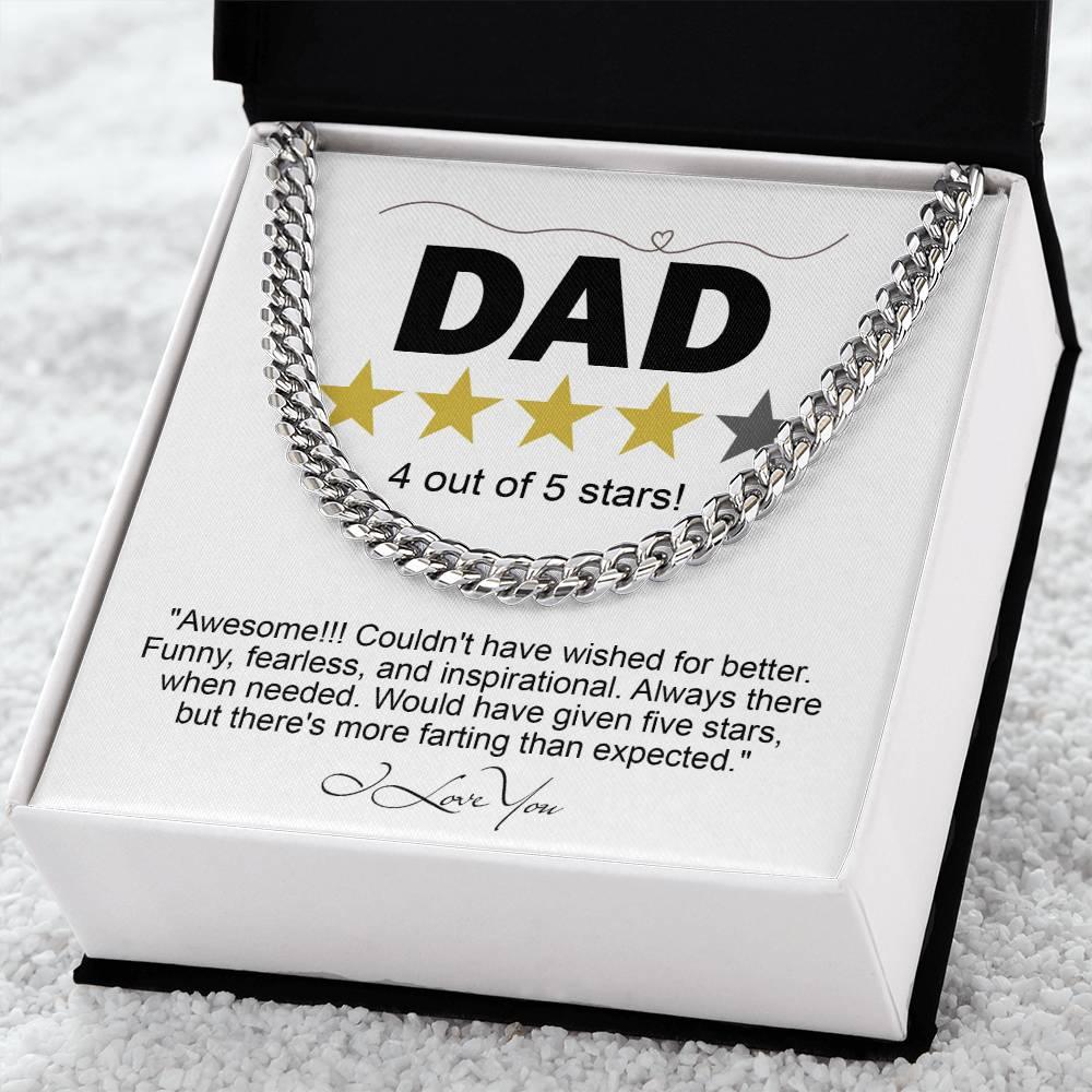 Funny Gift for Dad-Four out of Five Stars Cuban Chain Link Necklace with Gift Box - Mallard Moon Gift Shop