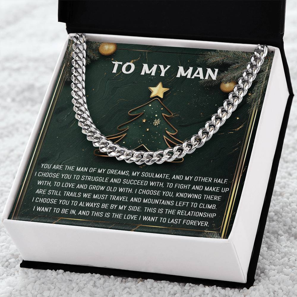 Gift for My Man - My Soulmate - Cuban Link Chain Necklace - Mallard Moon Gift Shop