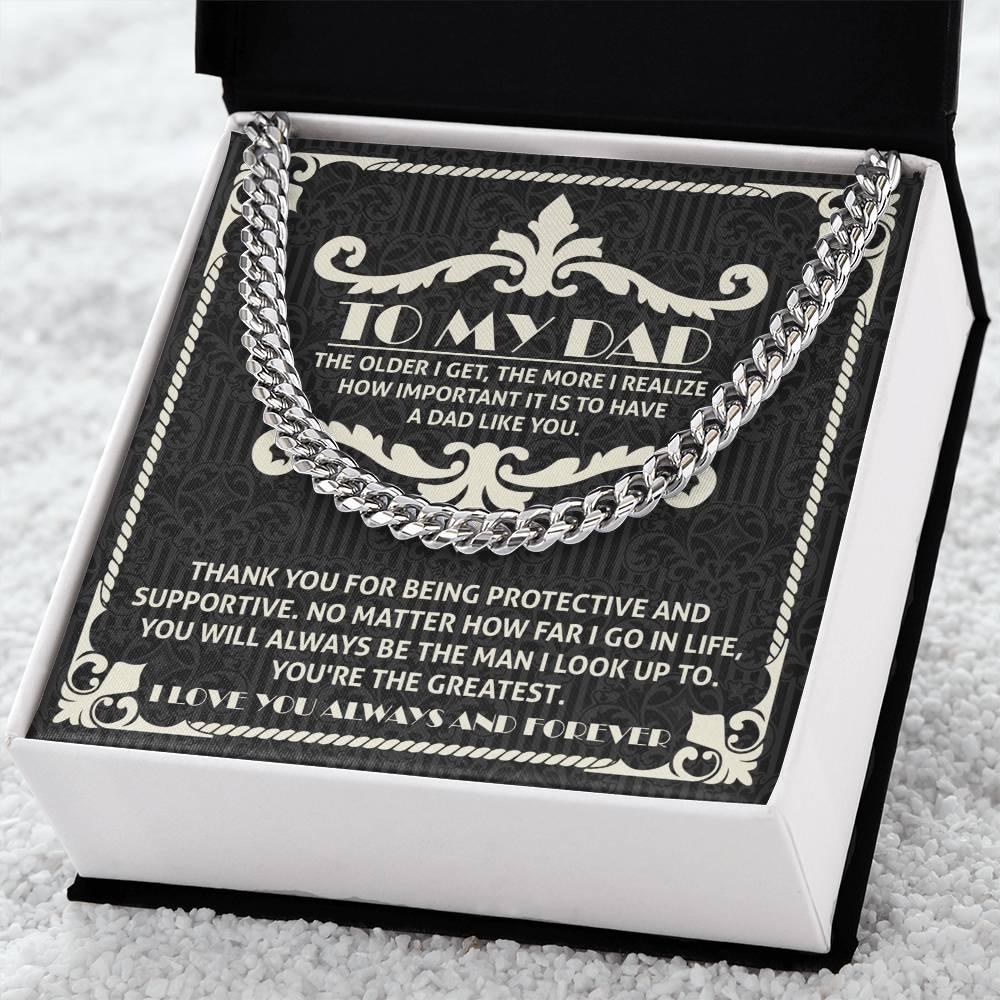 To My Dad You're the Greatest Cuban Chain Link Necklace - Mallard Moon Gift Shop