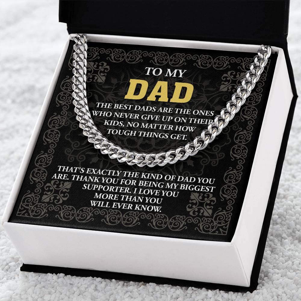 Gift for Dad- Best Kind Of Dad Cuban Chain Link Necklace with Gift Box - Mallard Moon Gift Shop