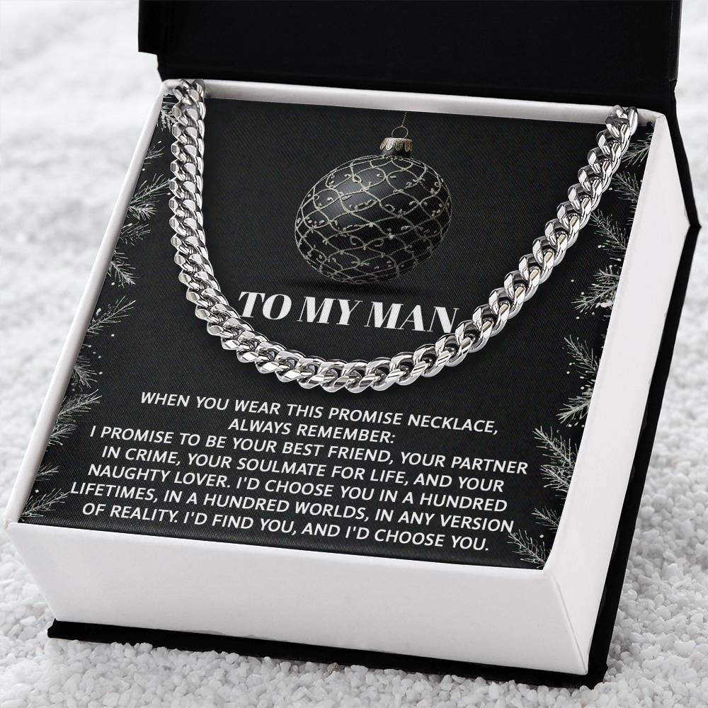 Gift for My Man - Naughty Lover - Cuban Link Chain Necklace - Mallard Moon Gift Shop