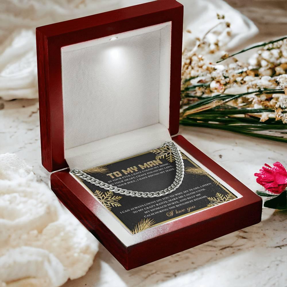 Gift for My Man - Found My Home - Cuban Link Chain Necklace - Mallard Moon Gift Shop