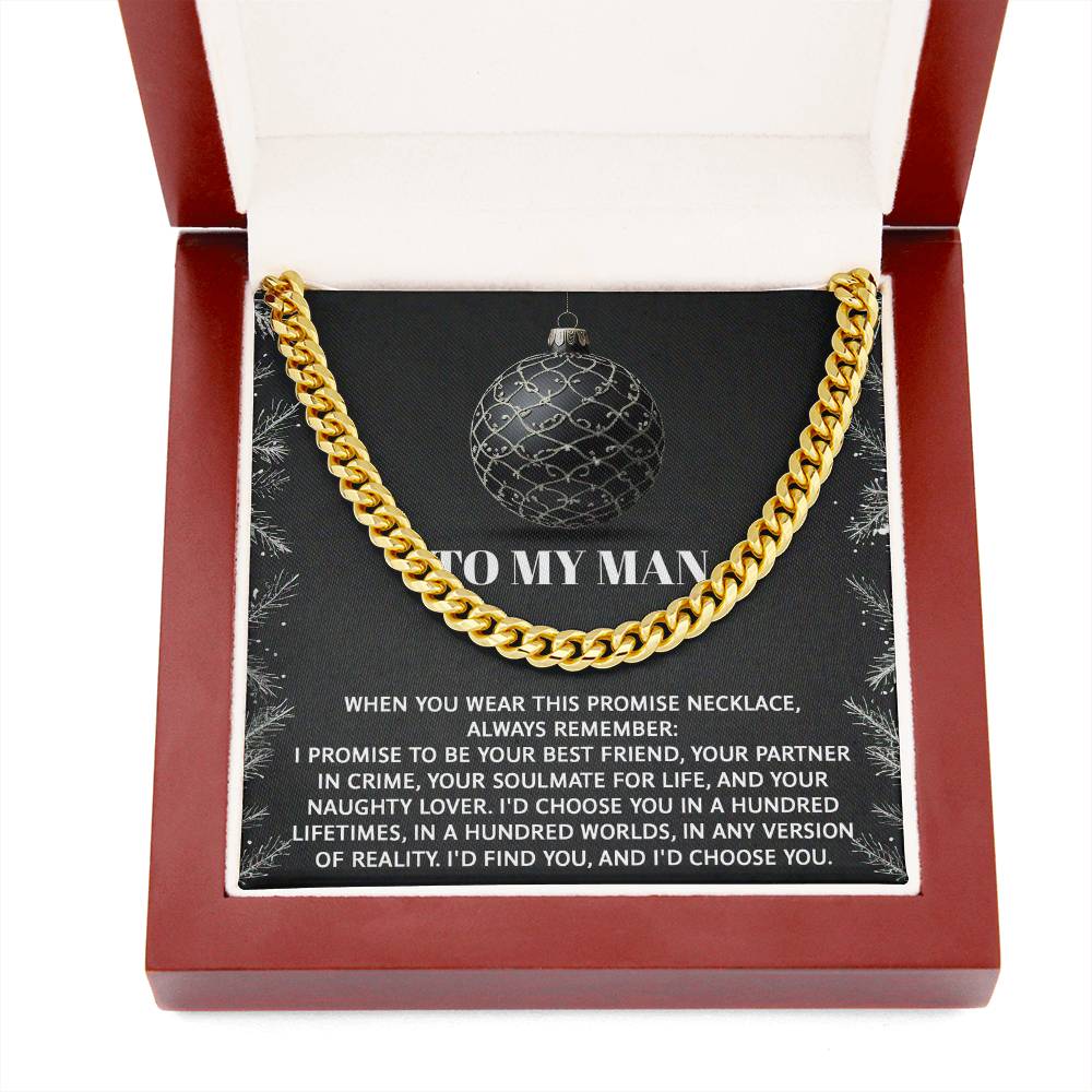 Gift for My Man - Naughty Lover - Cuban Link Chain Necklace - Mallard Moon Gift Shop