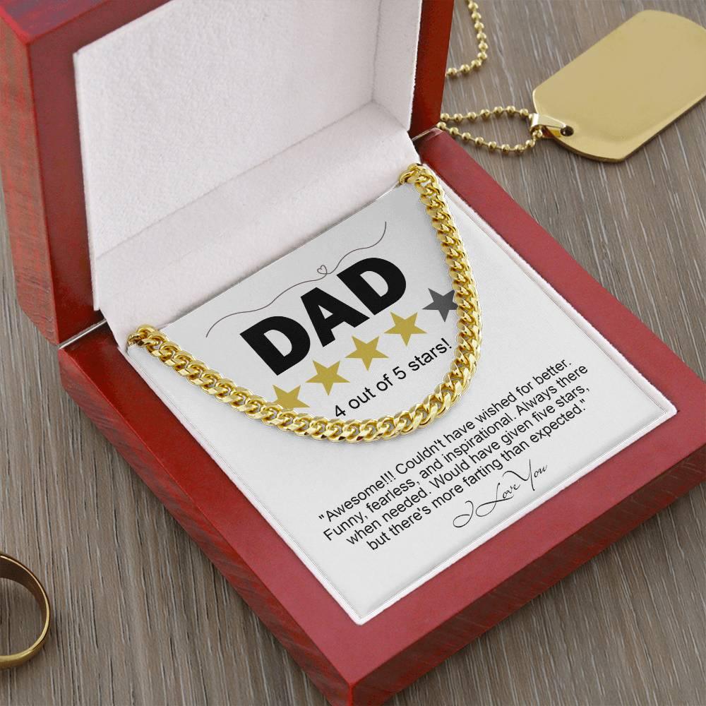 Funny Gift for Dad-Four out of Five Stars Cuban Chain Link Necklace with Gift Box - Mallard Moon Gift Shop