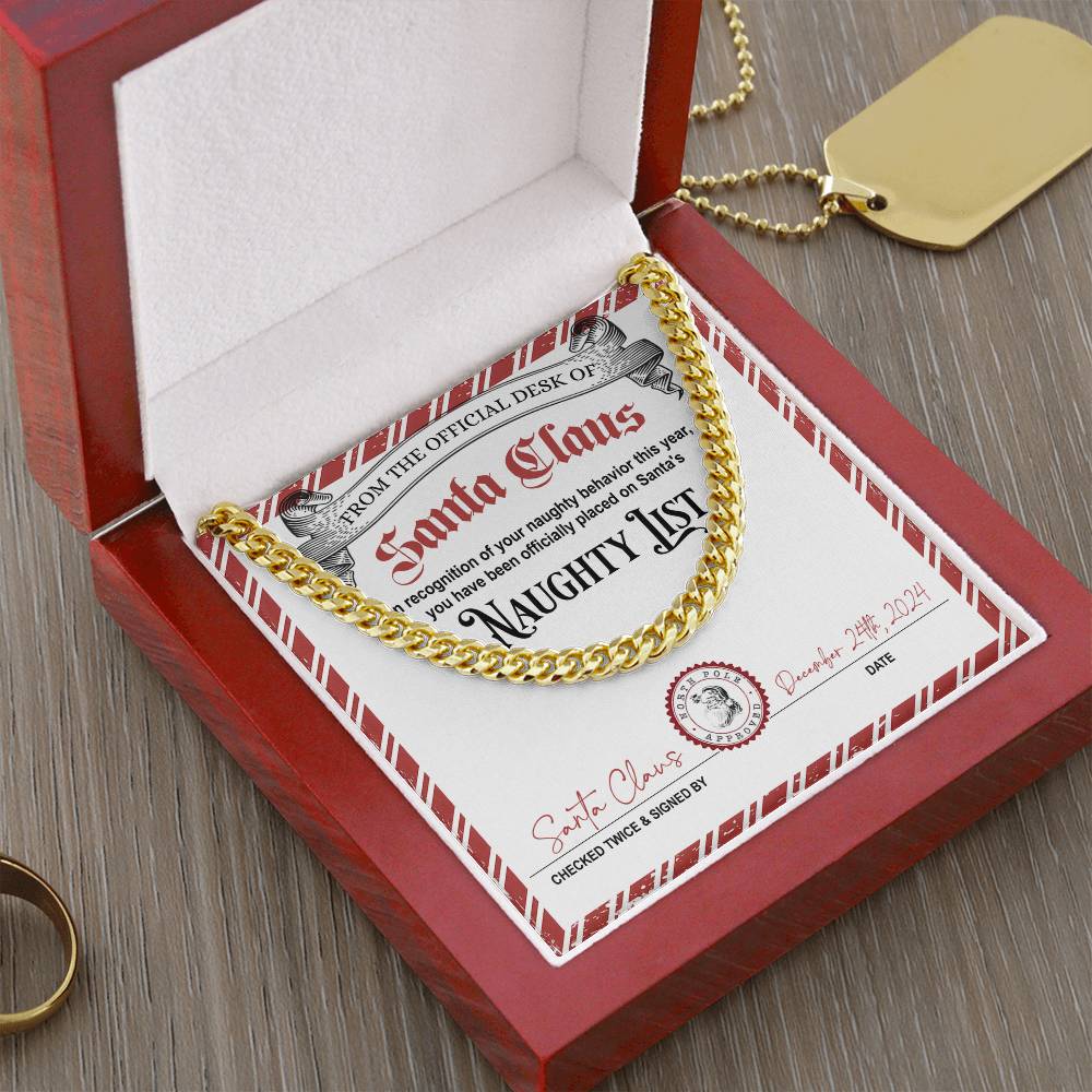 Naughty List Naughty Behavior - Cuban Link Chain Necklace - Mallard Moon Gift Shop