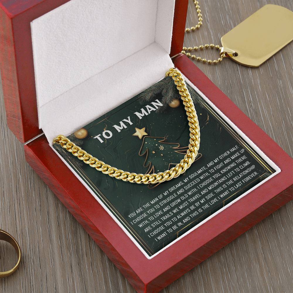 Gift for My Man - My Soulmate - Cuban Link Chain Necklace - Mallard Moon Gift Shop