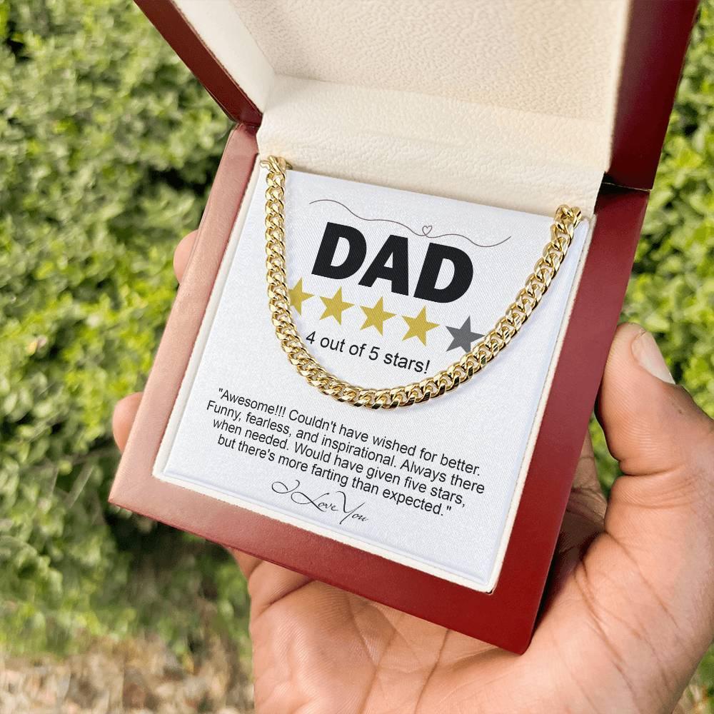 Funny Gift for Dad-Four out of Five Stars Cuban Chain Link Necklace with Gift Box - Mallard Moon Gift Shop