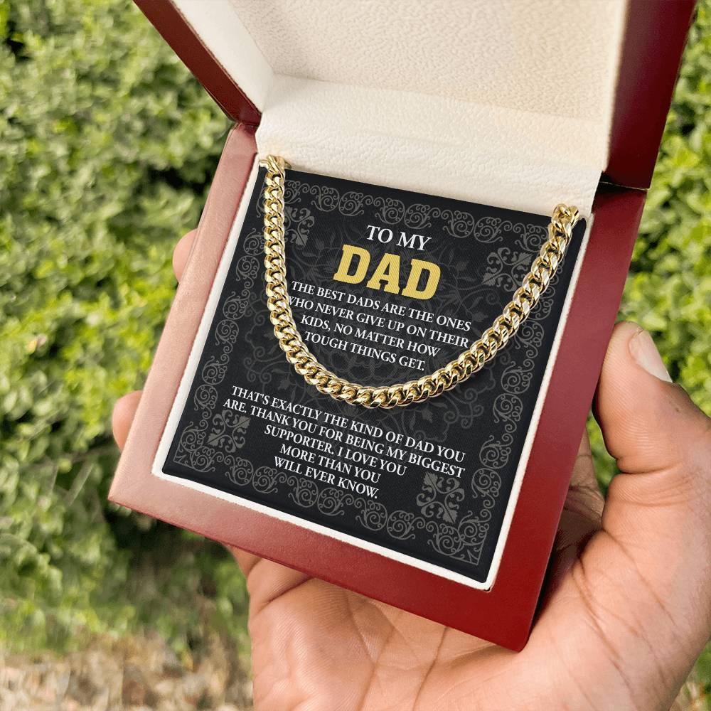 Gift for Dad- Best Kind Of Dad Cuban Chain Link Necklace with Gift Box - Mallard Moon Gift Shop