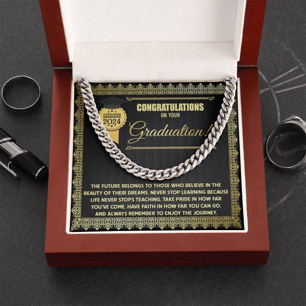 Graduation Gift for Him Take Pride in How Far You Have Come Cuban Chain Link Necklace - Mallard Moon Gift Shop
