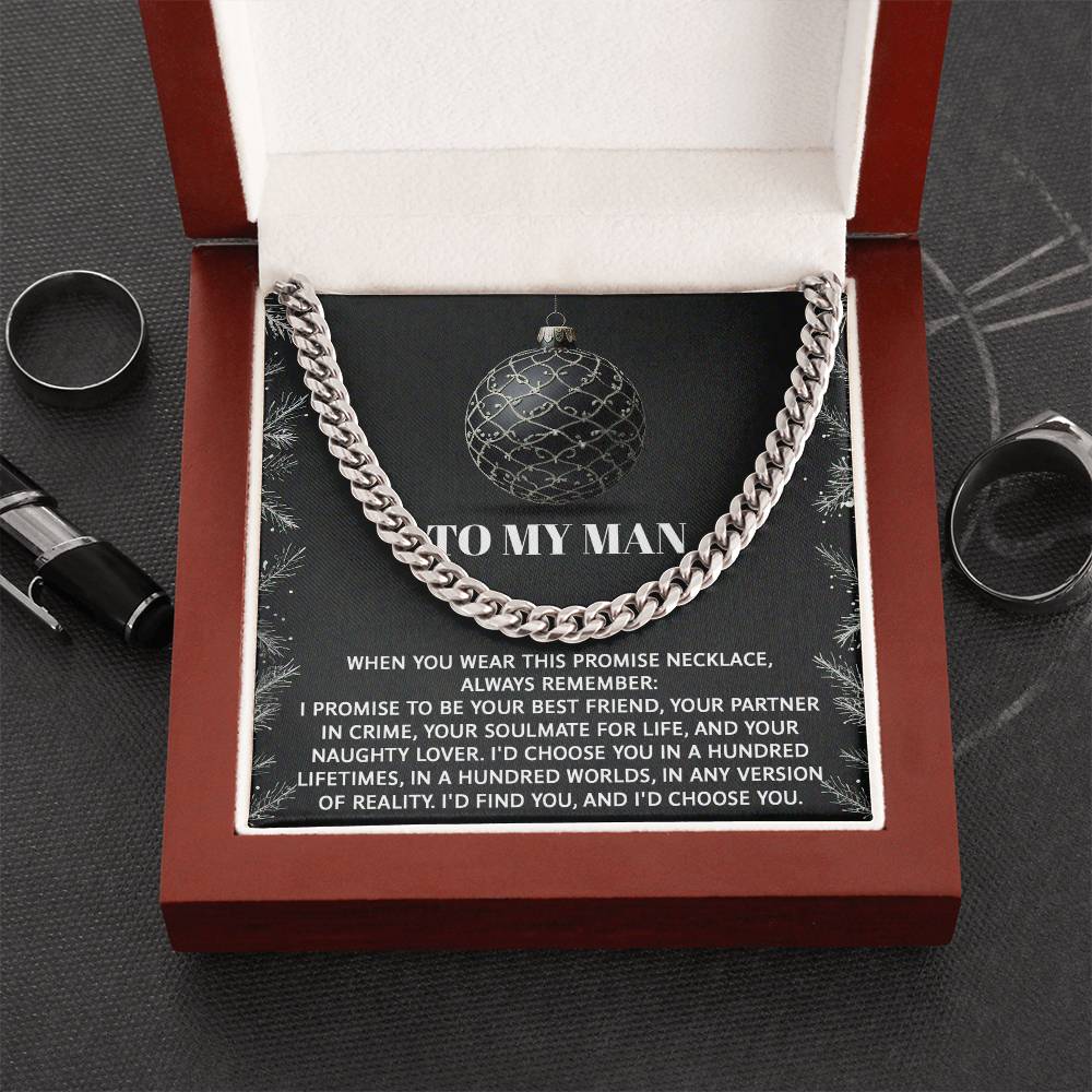 Gift for My Man - Naughty Lover - Cuban Link Chain Necklace - Mallard Moon Gift Shop