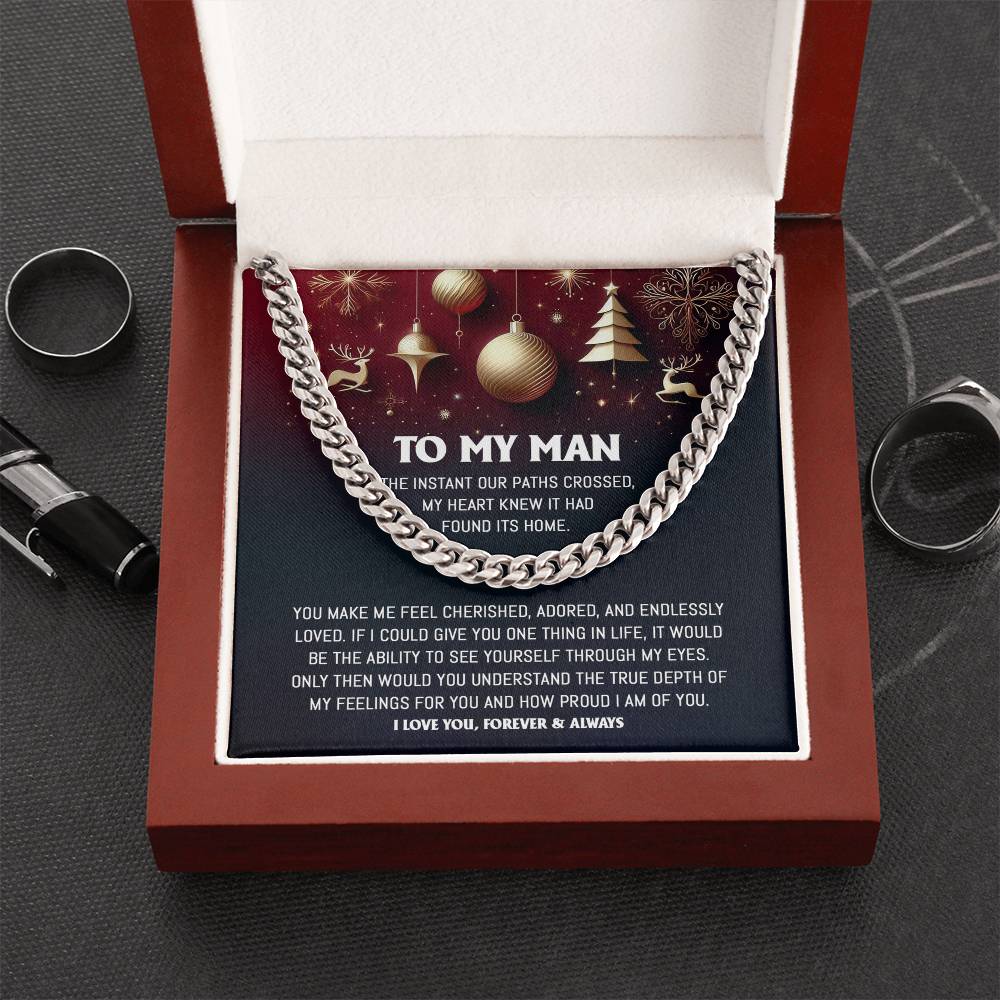 Gift for My Man - Endlessly Loved - Cuban Link Chain Necklace - Mallard Moon Gift Shop