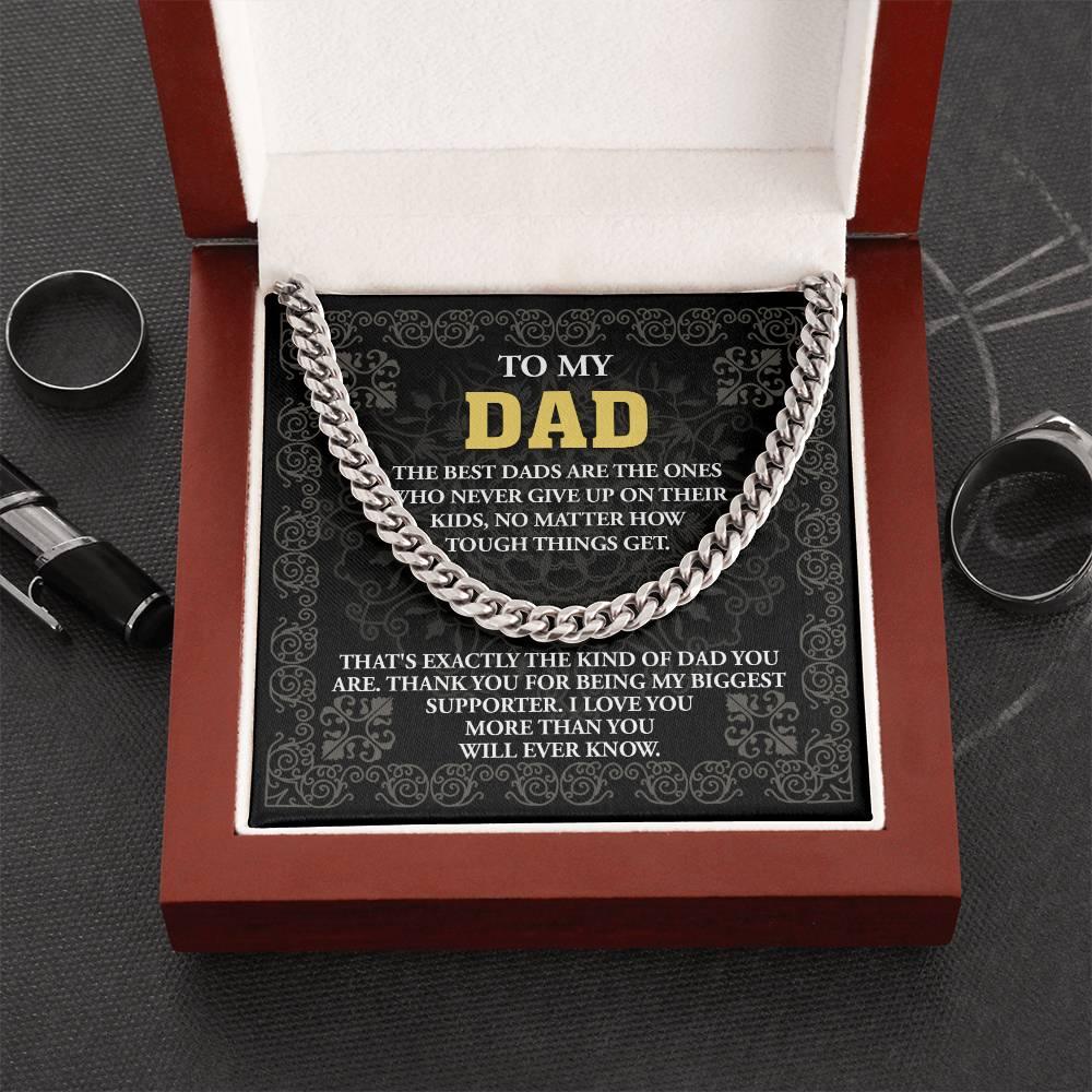 Gift for Dad- Best Kind Of Dad Cuban Chain Link Necklace with Gift Box - Mallard Moon Gift Shop