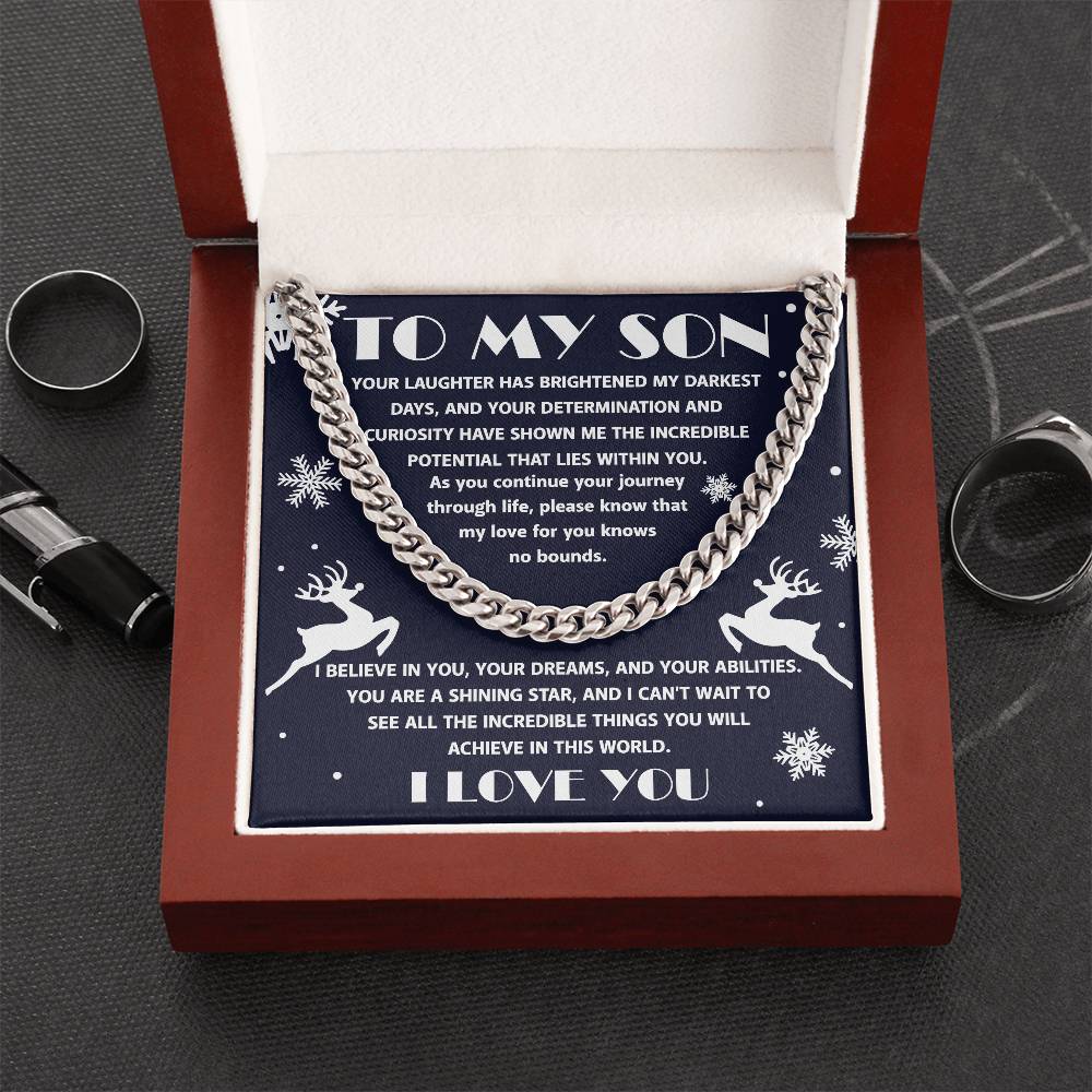 Gift for your Son - I Believe in You - Cuban Chain Link Necklace - Mallard Moon Gift Shop