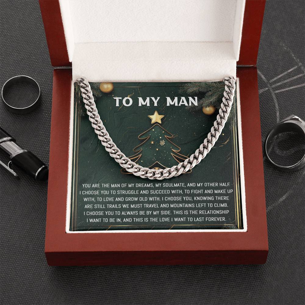 Gift for My Man - My Soulmate - Cuban Link Chain Necklace - Mallard Moon Gift Shop