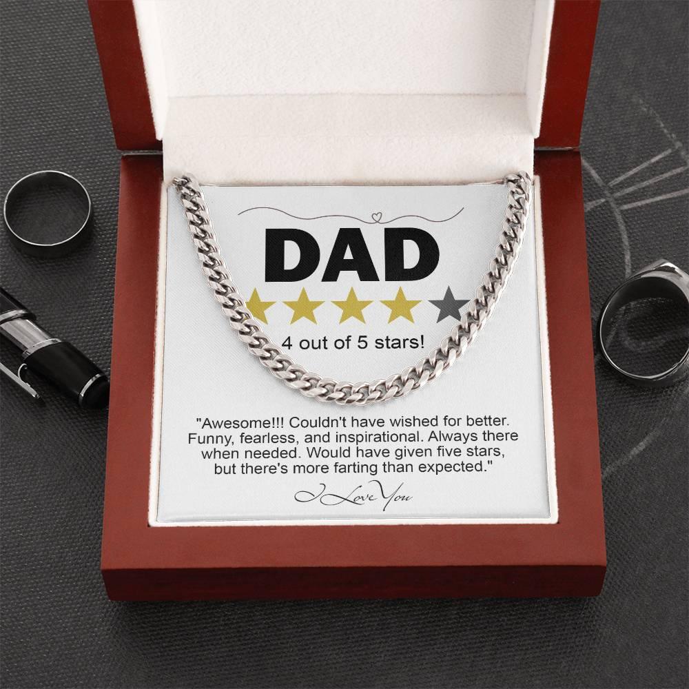 Funny Gift for Dad-Four out of Five Stars Cuban Chain Link Necklace with Gift Box - Mallard Moon Gift Shop