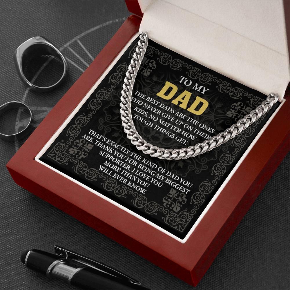 Gift for Dad- Best Kind Of Dad Cuban Chain Link Necklace with Gift Box - Mallard Moon Gift Shop