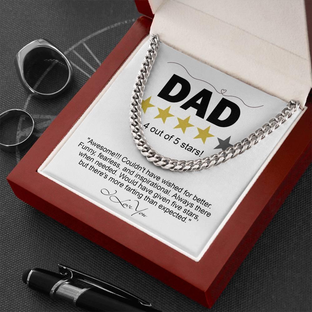 Funny Gift for Dad-Four out of Five Stars Cuban Chain Link Necklace with Gift Box - Mallard Moon Gift Shop