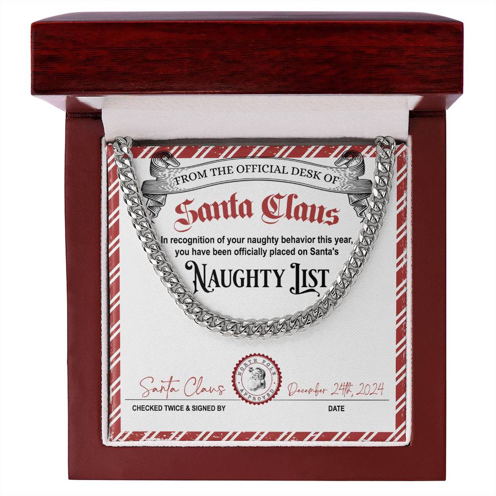 Naughty List Naughty Behavior - Cuban Link Chain Necklace - Mallard Moon Gift Shop