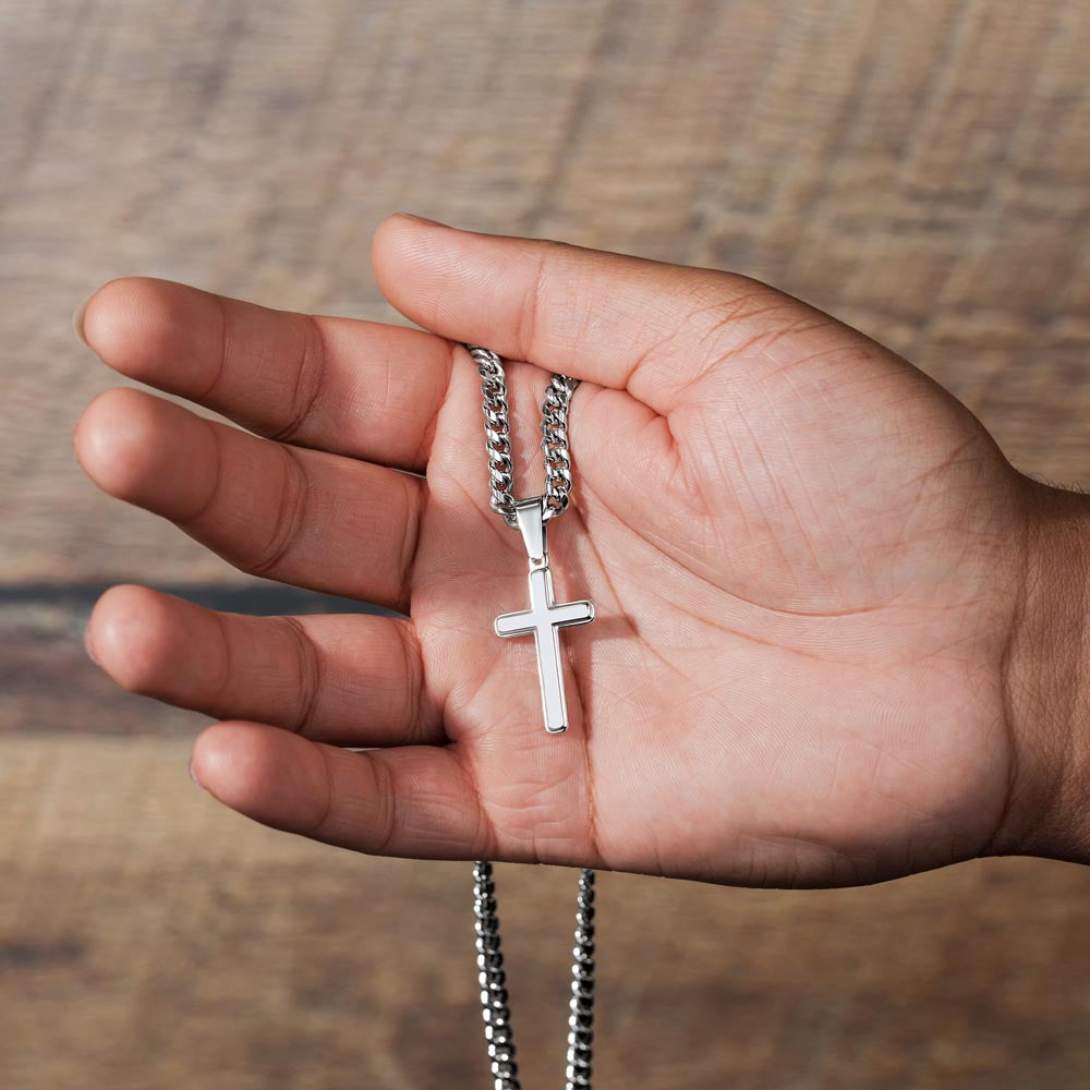 Gift for Son - Happy Easter May the Blessings of the Lord Guide You Personalized Engraved Cross Necklace - Mallard Moon Gift Shop
