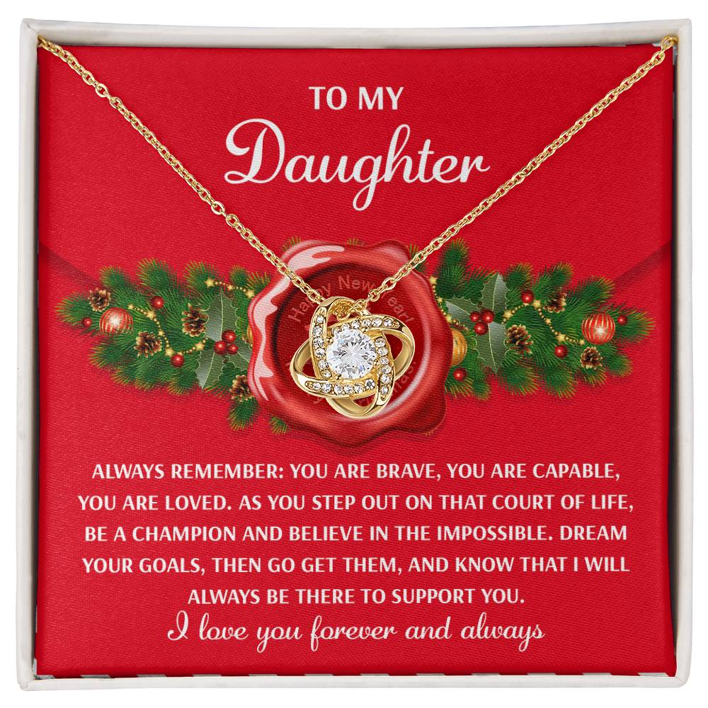 Gift for Daughter - Be A Champion - Love Knot Pendant Necklace - Mallard Moon Gift Shop