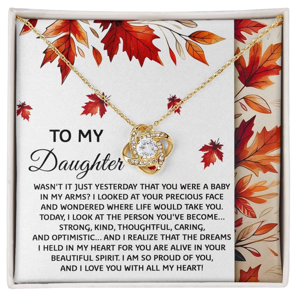 Daughter - You Were A Baby - Love Knot Pendant Necklace - Mallard Moon Gift Shop