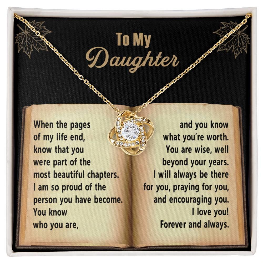 Daughter - Beyond Your Years - Love Knot Pendant Necklace - Mallard Moon Gift Shop