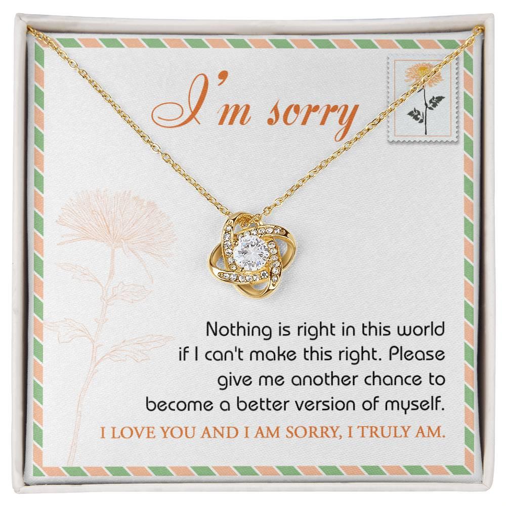 Gift for Girlfriend, Wife-Sorry, Another Chance-Love Knot Pendant Necklace - Mallard Moon Gift Shop