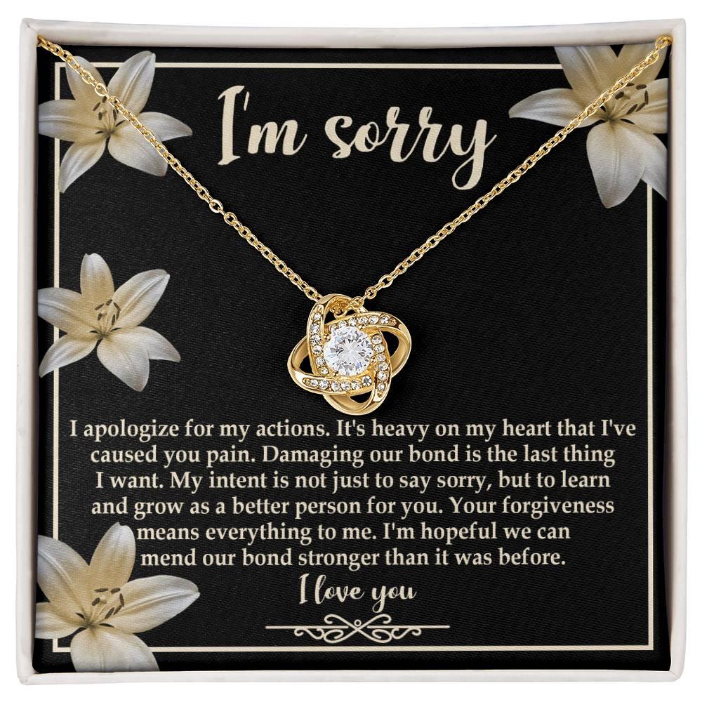 Apology Gift for Girlfriend, Wife, Soulmate - Sorry, The Last Thing - Love Knot Pendant Necklace - Mallard Moon Gift Shop