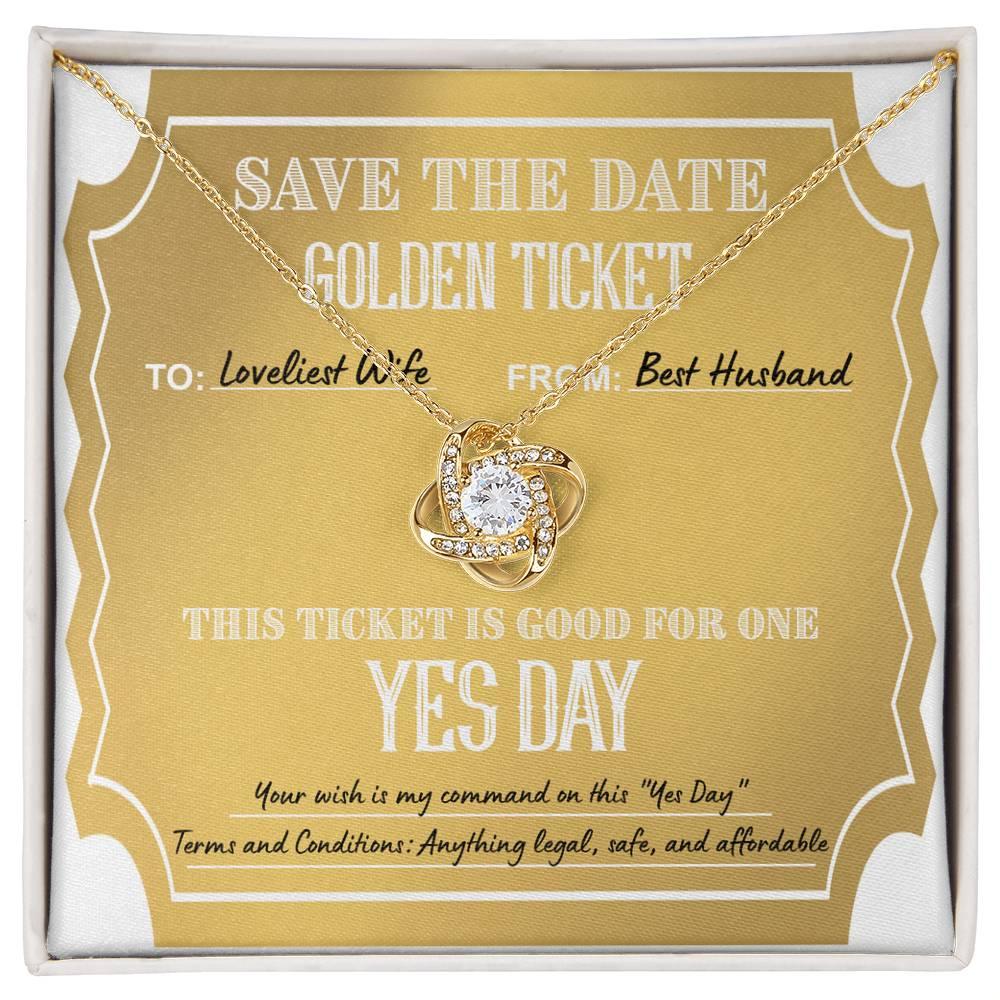 Wife Wedding Day Gift - Golden Ticket - Love Knot Pendant Necklace - Mallard Moon Gift Shop