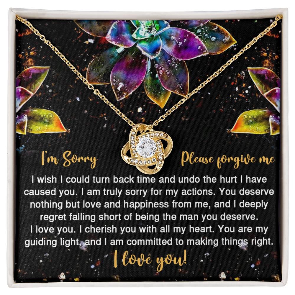 Apology Gift for Girlfriend, Wife, Soulmate - Sorry, All My Heart - Love Knot Pendant Necklace - Mallard Moon Gift Shop