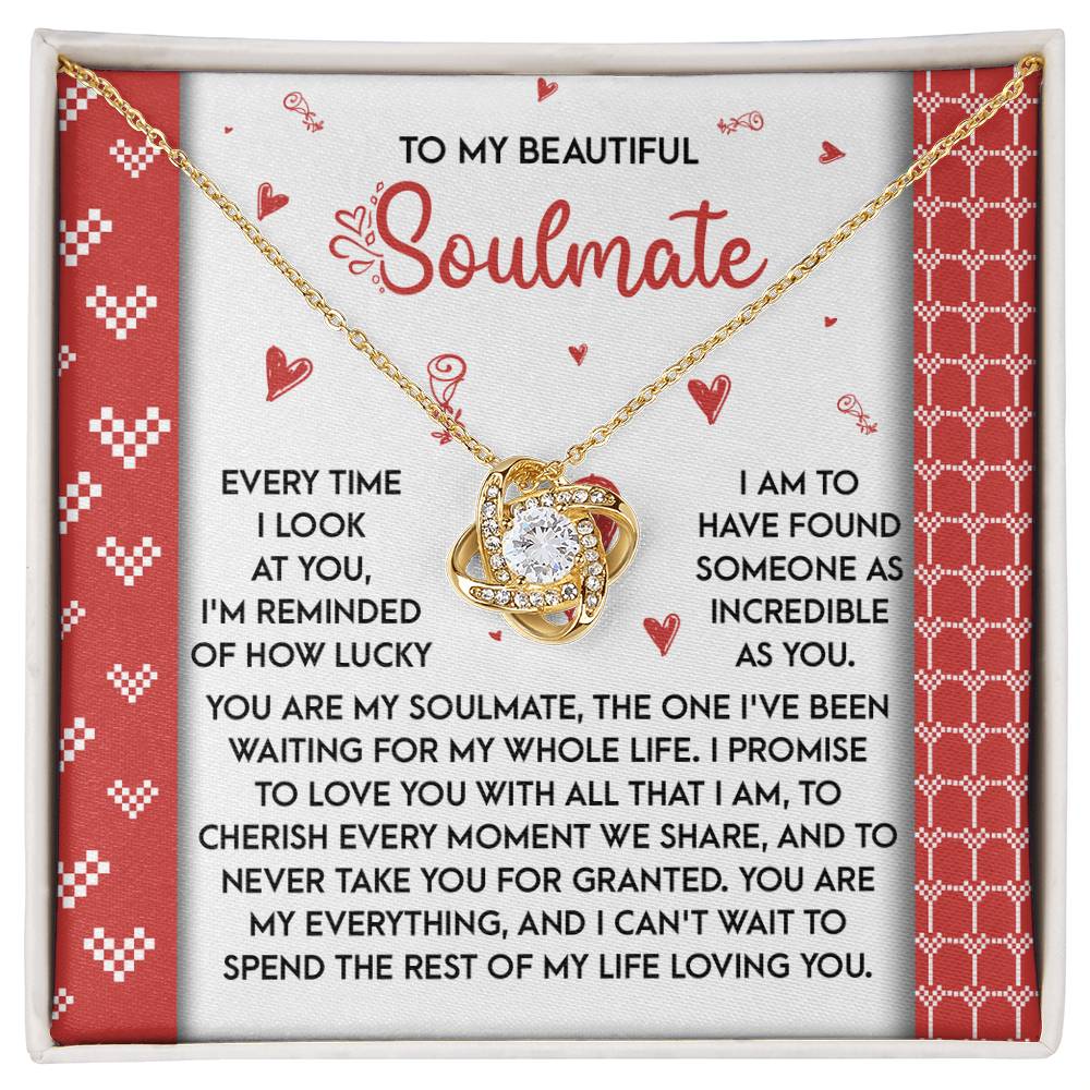 Romantic Anniversary, Valentine's Day Gift for Soulmate, Wife, Girlfriend - Waiting My Whole Life - Love Knot Pendant Necklace - Mallard Moon Gift Shop
