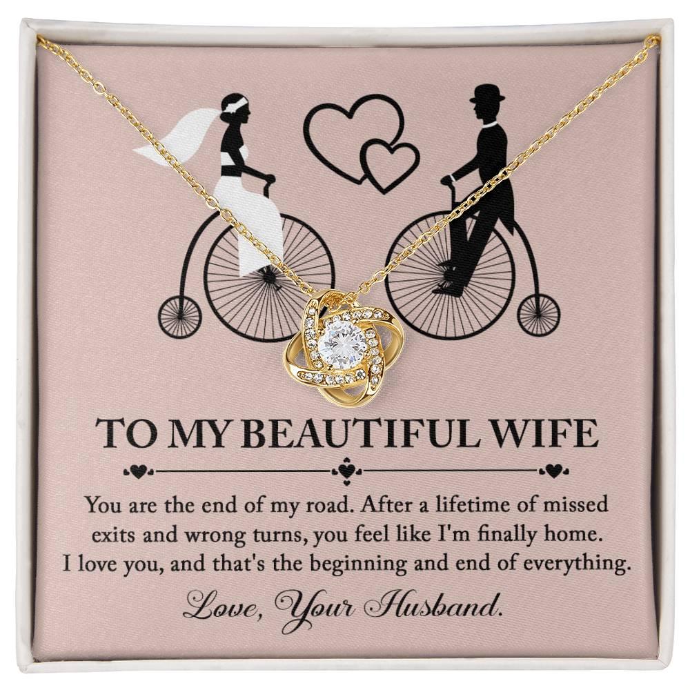 Wife Wedding Day Gift - I'm Finally Home Love Knot Pendant Necklace - Mallard Moon Gift Shop