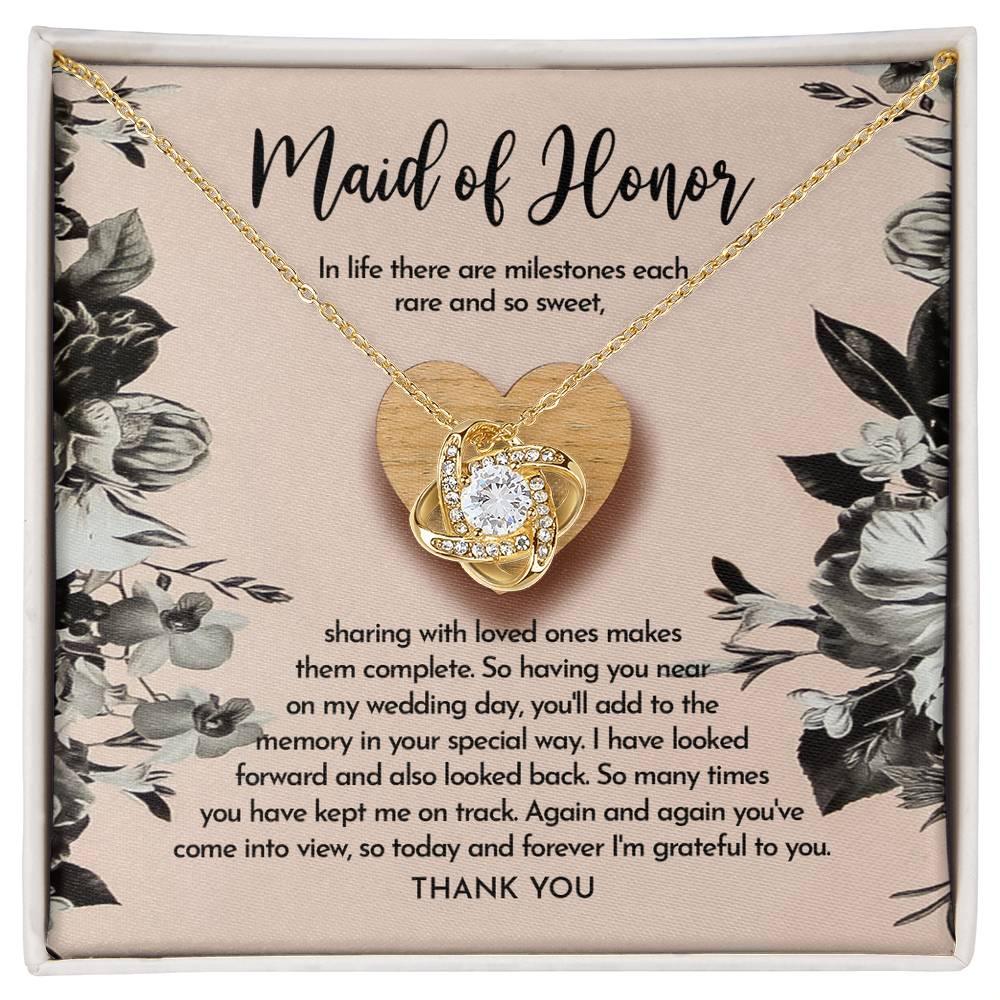 Maid of Honor Wedding Day Gift - My Wedding Day - Love Knot Pendant Necklace - Mallard Moon Gift Shop