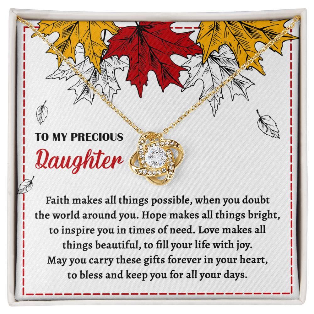Daughter - Fill Your Life - Love Knot Pendant Necklace - Mallard Moon Gift Shop