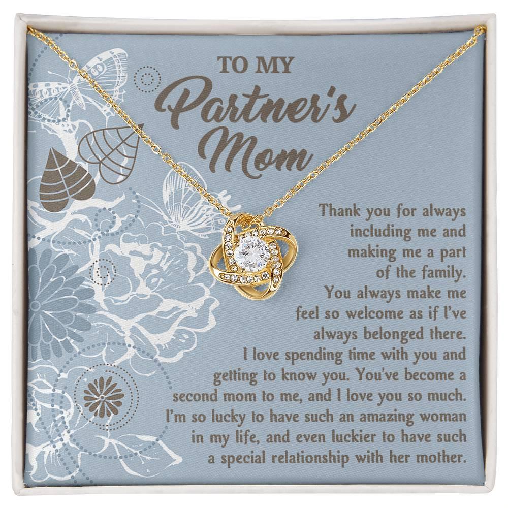 To My Partner's Mom You Make Me Feel Welcomed Love Knot Pendant Necklace - Mallard Moon Gift Shop