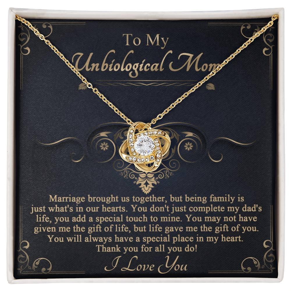 Gift for Unbiological Mother You Complete my Dad's Life Love Knot Pendant Necklace - Mallard Moon Gift Shop