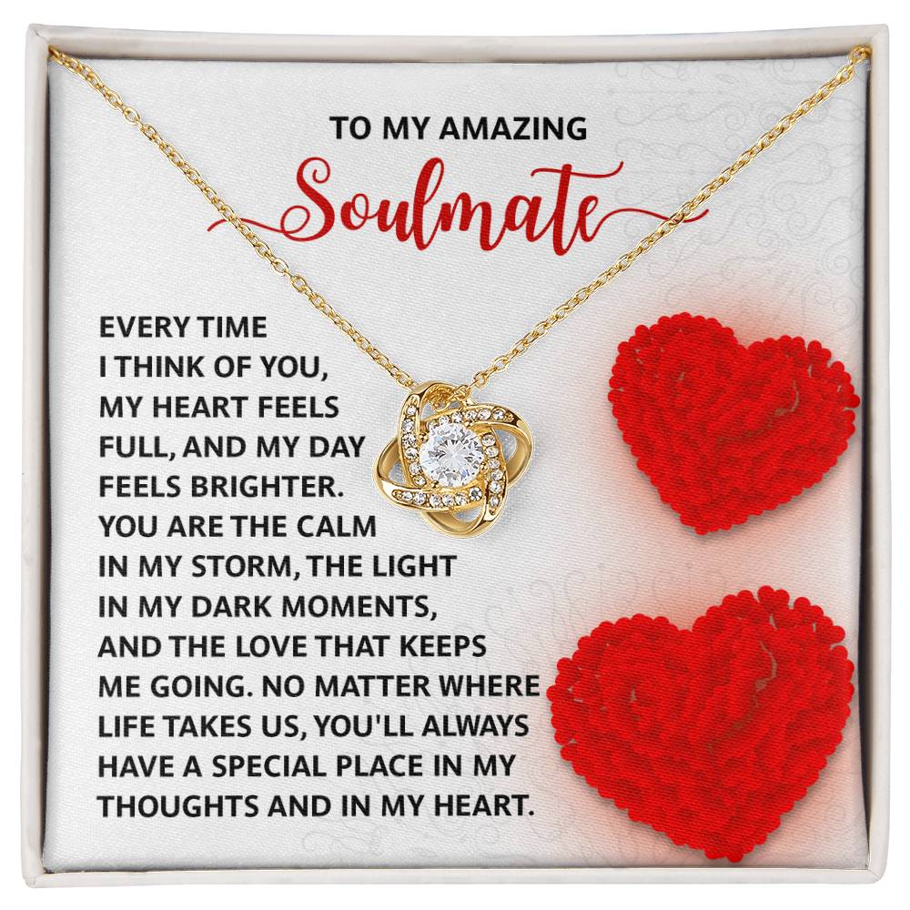 Romantic Anniversary, Valentine's Day Gift for Soulmate, Wife, Girlfriend - Place In My Heart - Love Knot Pendant Necklace - Mallard Moon Gift Shop